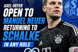 Axel Hefer speaking with a microphone, expressing openness to Manuel Neuer returning to Schalke in any role.