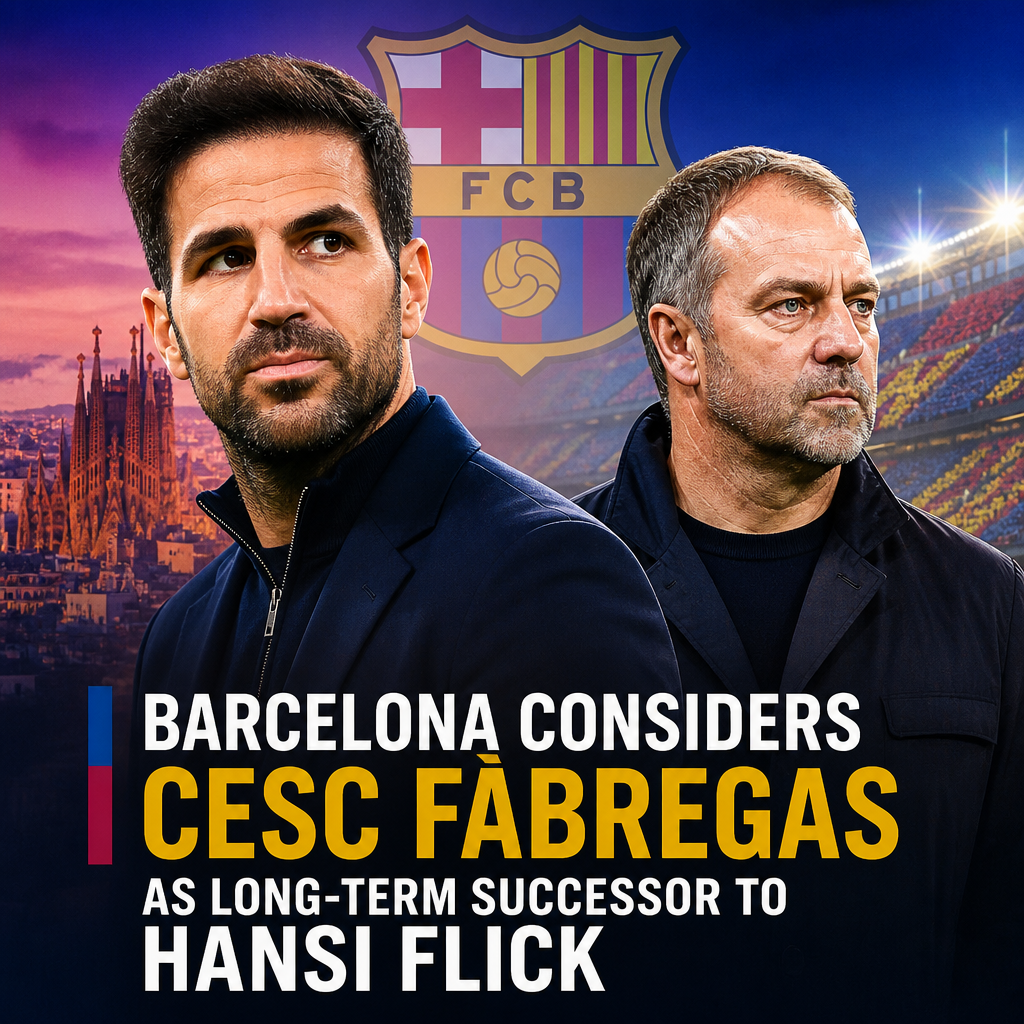 Cesc Fàbregas on the pitch, linked to Barcelona as potential long-term head coach successor to Hansi Flick.