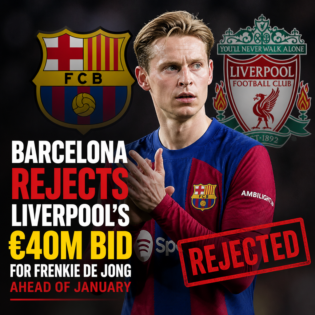 Barcelona officials shaking hands with Liverpool reps amid transfer talks for Frenkie de Jong.