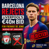 Barcelona's board members discussing and rejecting Liverpool's €40 million bid for Frenkie de Jong.