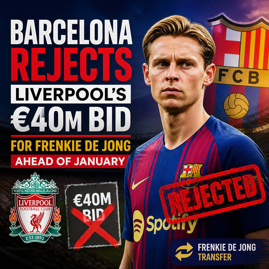 Barcelona's board members discussing and rejecting Liverpool's €40 million bid for Frenkie de Jong.