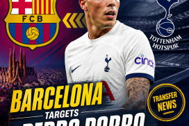 Pedro Porro in action for Tottenham Hotspur, targeted by Barcelona for January transfer window.