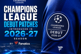 UEFA Champions League debut patches for players introduced in the 2026-27 season, showing new designs on sleeves.
