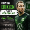 Christian Eriksen in Wolfsburg jersey walking off the field, symbolizing his departure from the club.