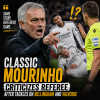 Jose Mourinho angrily gestures while criticizing the referee during a football match.