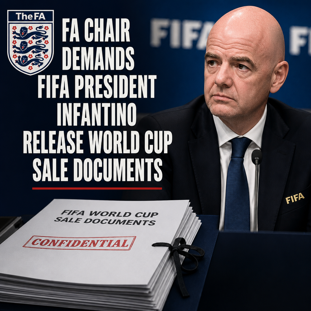 FA Chair angrily demands FIFA President Infantino release confidential World Cup sale documents.