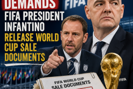 FA Chair angrily demands FIFA President Infantino release confidential World Cup sale documents in meeting.