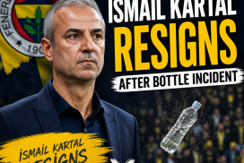 Fenerbahçe coach İsmail Kartal speaks to the media after resigning following a bottle incident.