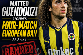 Matteo Guendouzi of Fenerbahçe gestures during a match before receiving a four-match European ban and fine.