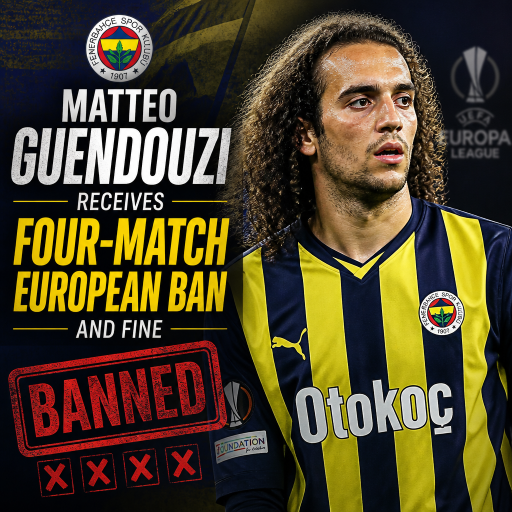 Matteo Guendouzi of Fenerbahçe gestures during a match before receiving a four-match European ban and fine.
