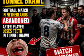 Players and officials involved in a tense scene after a Dutch football match was abandoned following a violent tunnel fight.
