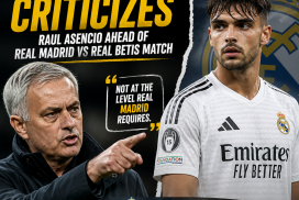 José Mourinho speaking passionately during a press conference, criticizing Raul Asencio's performance.