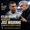 Kylian Mbappé speaking during an interview, praising José Mourinho as an intelligent football leader.