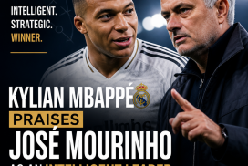 Kylian Mbappé speaking during an interview, praising José Mourinho as an intelligent football leader.