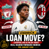 Real Madrid forward Endrick in white jersey with ball, targeted by Liverpool and AC Milan for loan move.