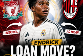 Real Madrid forward Endrick in white jersey with ball, targeted by Liverpool and AC Milan for loan move.