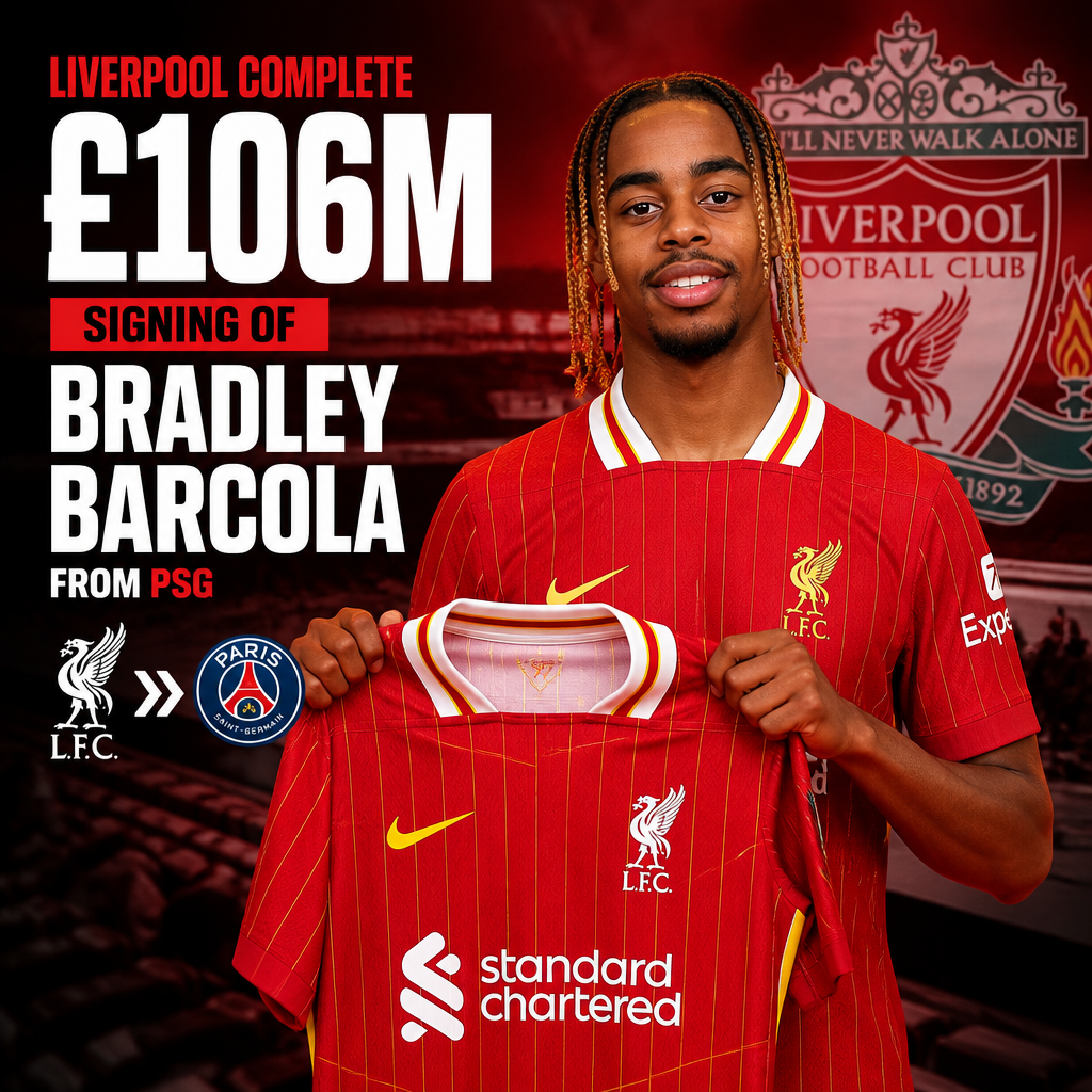 Bradley Barcola in action, newly signed by Liverpool from PSG for £106M, celebrating during a match.