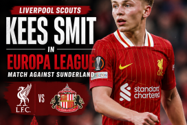 Kees Smit in action during a Europa League match between Sunderland and Liverpool scouts watching.