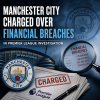Manchester City officials at a press conference amid Premier League financial breach charges.