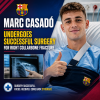 Marc Casadó smiles in a hospital bed with a bandaged right collarbone after successful surgery.