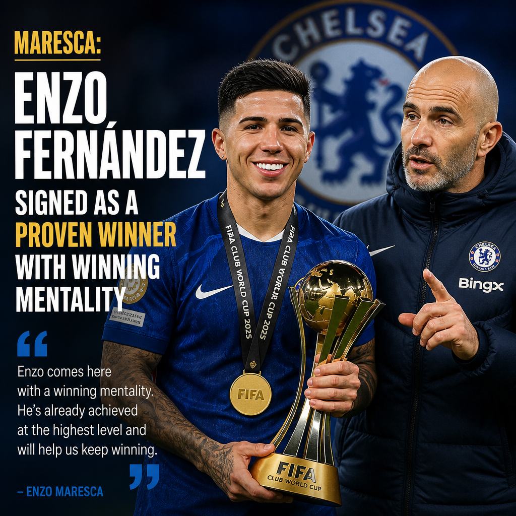 Chelsea's Enzo Fernández celebrating on the field with teammates, showcasing his winning spirit.