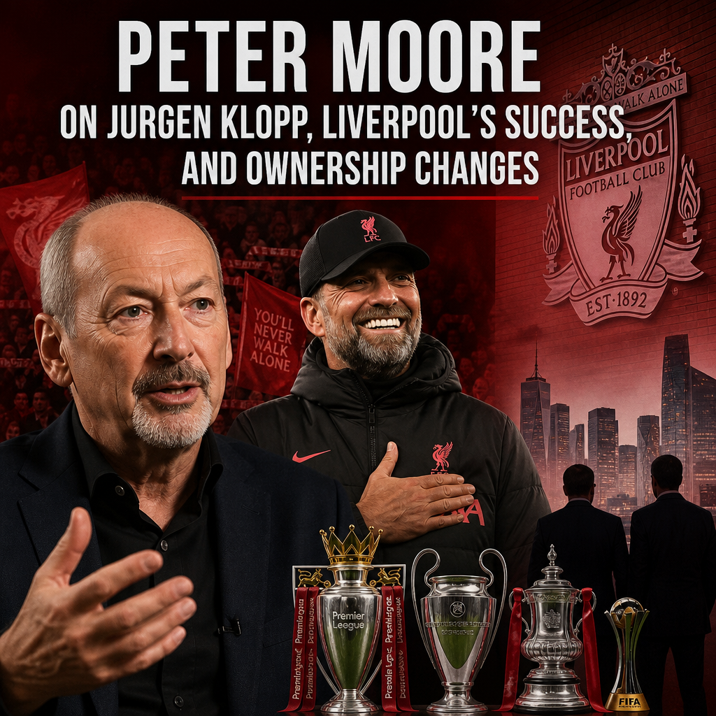 Peter Moore speaking about Jurgen Klopp and Liverpool FC's success and ownership changes.