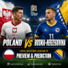 Graphic showing UEFA Nations League B match preview and prediction for Poland vs Bosnia-Herzegovina.