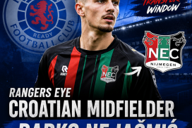 Croatian midfielder Darko Nejašmić in action, targeted by Rangers for 2025 transfer from NEC Nijmegen.