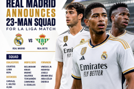 Real Madrid's coach announces the 23-man squad lineup for the La Liga match against Real Betis.