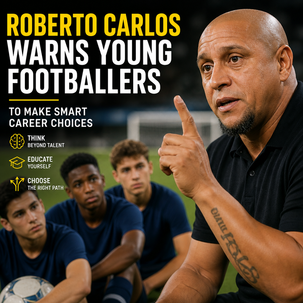Roberto Carlos speaking to young footballers about making smart career choices beyond talent.