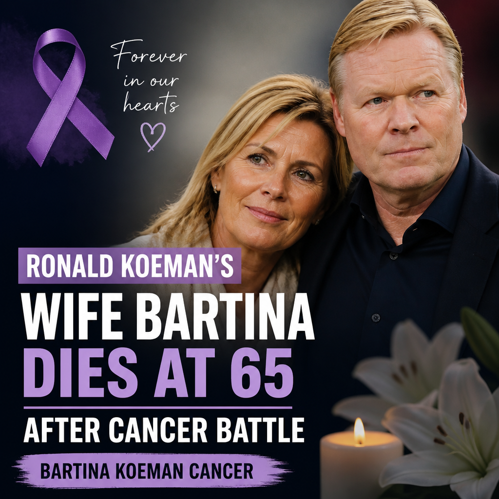 Photo of Ronald Koeman and his late wife Bartina smiling together, honoring her memory after her cancer battle.