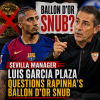 Sevilla manager Luis Garcia Plaza speaking passionately during a football debate.