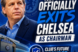 Todd Boehly shakes hands with a Chelsea player during his final day as chairman, symbolizing the club's future.