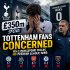 Tottenham Hotspur fans with worried expressions as the team shows no Premier League wins after £350 million spent.