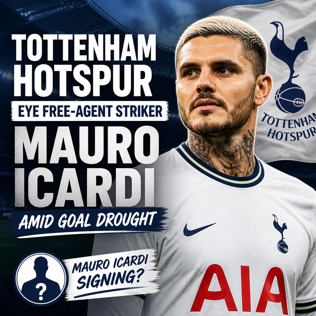 Tottenham Hotspur striker Mauro Icardi in action, dribbling the ball during a match.