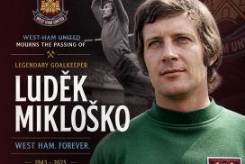 West Ham United players and fans holding a tribute for legendary goalkeeper Luděk Mikloško after his passing.