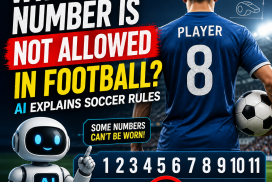 Illustration showing soccer jersey numbers with some crossed out, explaining which numbers are not allowed in football.