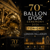 Logo and text announcing the 70th Ballon d'Or Ceremony 2026 live from London Palladium.