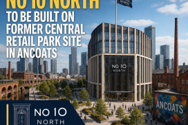 Architectural model of Andy Burnham's No 10 North development planned for former Central Retail Park in Ancoats, Manchester.