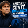 Antonio Conte speaking at a press conference, clarifying his future with no advanced negotiations yet.