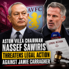 Aston Villa chairman Nassef Sawiris speaking at a press conference, looking serious.