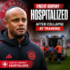 Vincent Kompany collapsed during FC Bayern Munich training and is being assisted by medical staff on the field.