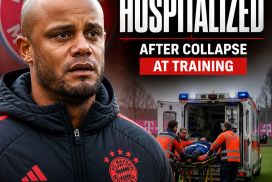 Vincent Kompany collapsed during FC Bayern Munich training and is being assisted by medical staff on the field.