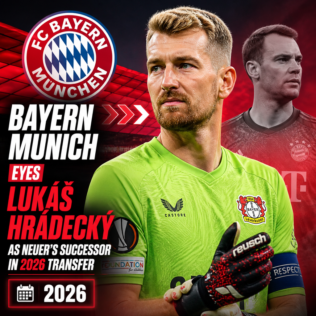 Lukáš Hrádecký focused during match, Bayern Munich plans him as Manuel Neuer's successor in 2026.