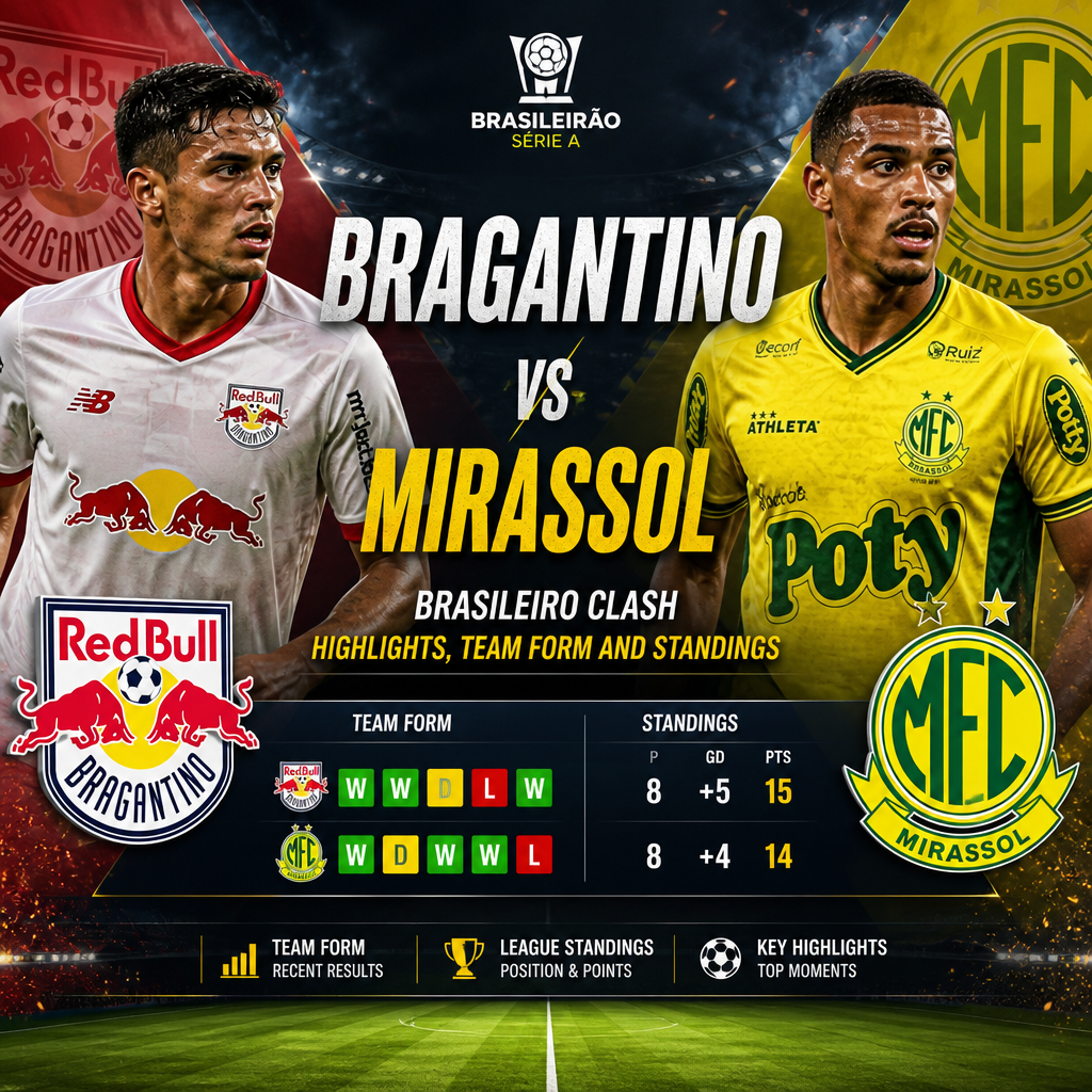 Bragantino and Mirassol team form, standings, and key match highlights in Brasileirão Série A.