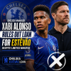 Chelsea manager Xabi Alonso speaking at a press conference, addressing player Estêvão's loan status.