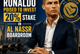 Cristiano Ronaldo sits in Al Nassr boardroom, ready to invest a 20% stake in the football club.