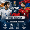 UEFA Nations League preview graphic showing key stats and form for Cyprus vs Armenia football match.