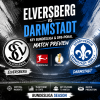 Elversberg vs Darmstadt match preview graphic showing team lineups, stats, and key player info for Bundesliga and DFB-Pokal.