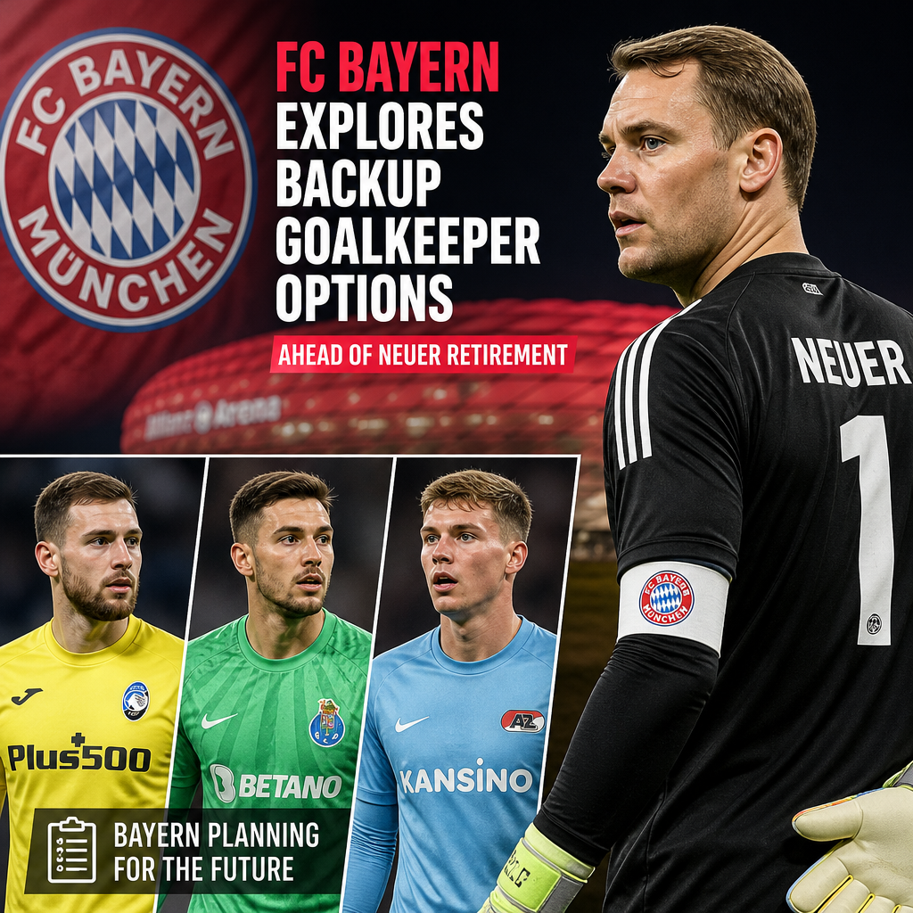 FC Bayern Munich evaluates backup goalkeeper candidates as Manuel Neuer nears retirement.